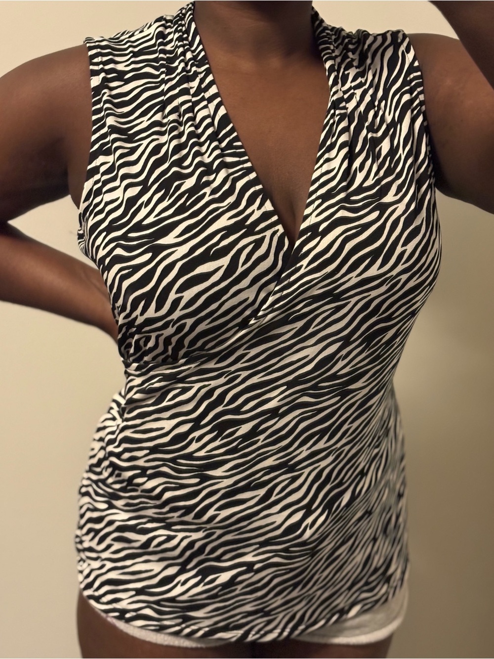White House Black Market Zebra Print Wrap Blouse